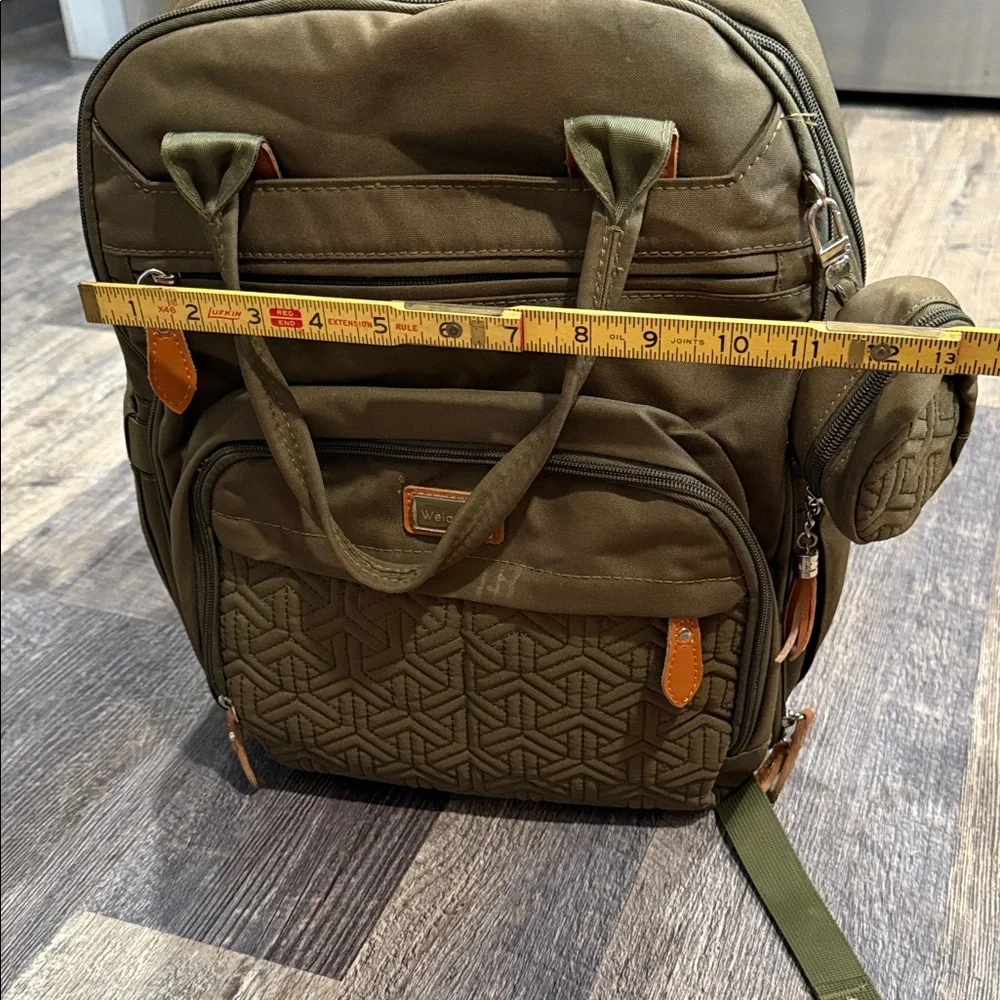 Olive Green Baby Bag with Changing Pad and Ample Storage